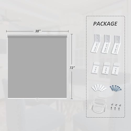 Miniatura 6 de LUCKUP Persianas enrollables opacas sin cordones para ventanas, oscurecimiento de la habitación, persianas enrollables, impermeables, con