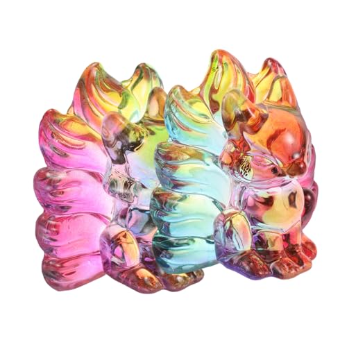 FRCOLOR 2個 キツネの飾り 飾り物 家の装飾 キツネの置物 ガラスのの彫刻 小動物の像 九尾の狐の像 動物グッズ彫刻 の の像 車の装飾品 結晶