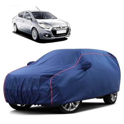 Image of Sulfar 100% Water Resistant Car Body Cover Compatible with Mirror for Renault Scala (Triple Stitched, Full Bottom Elastic, Blue Taffeta with Red Piping)