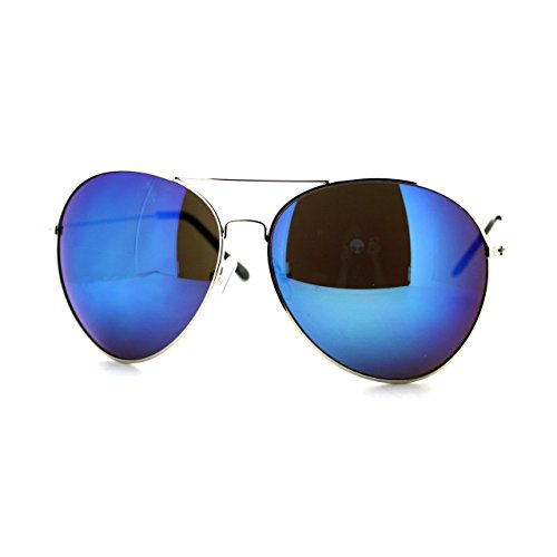 SUPER Oversized Aviator Sunglasses Big Metal Frame Multicolor Mirror Lens
