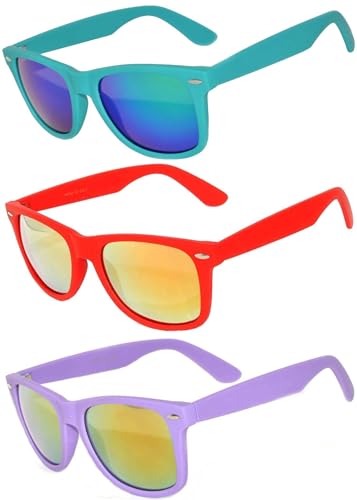 Image of OWL Retro Vintage Sunglasses Colorful Mirror Lens Matte Frame 3,5,6,10,12,14 Pairs