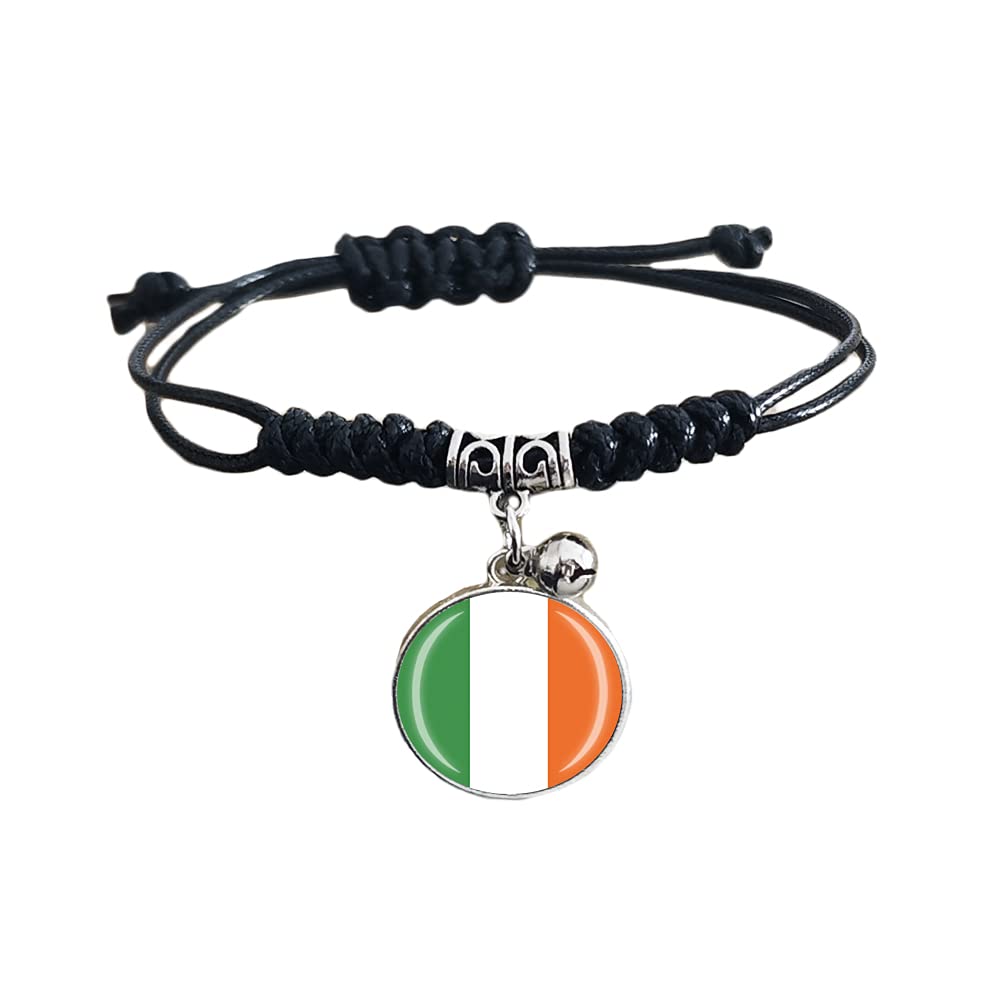 Wedarego Ireland Flag Braided Bracelet Adjustable Nylon Chain Crystal Wristband Souvenir,Fashion Handmade Bracelet For Man & Woman Special Day's Gift