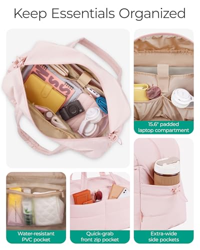 Image of BAGSMART Gym Bag for Women, Lightweight Puffer Duffle Bag 2-PC Travel Bag, 31L Weekender Overnight Bag Quilted Carry On Tote Bag, Diaper Hospital Dance Bag for Travel, Gym, Water Resistant