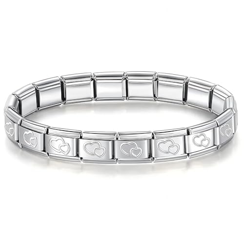 JUGUTA - Juguta 1 set Ensemble De Bracelet De Charme Italien, Lien De Bracelet à Charme Modulaire Amovible De 9 Mm, Charmes De Style Italien Für Damen