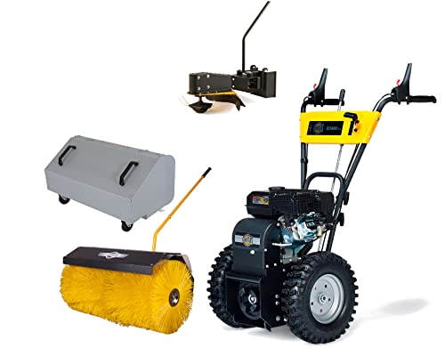 TEXAS Profi Kehrmaschine Benzin 80cm Combi 800TG Set 4in1 Schneekehrmaschine Motorbesen Laubsammler Trimmer Schneeräumer mit Radantrieb | 5,7PS | 4+1 Gänge | inkl. Kehrbürste + Sammelbehälter +Trimmer