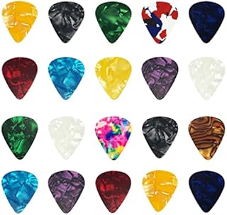 20 PCS Guitar Picks, 4 Different Thickness Colorful Guitar Pick Non-slip Plectrums for Electric, Acoustic, or Bass Guitar Includes 0.46mm 0.71mm 0.96mm 1.2mm