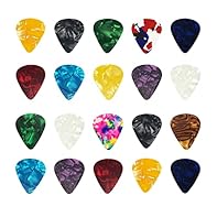 【Quantity and Thickness】Get the perfect pick for any playing style with our high-quality celluloid guitar picks. This set includes 20 picks in 4 different thicknesses: Thin/0.46mm, Medium/0.71mm, Heavy/0.96mm, and Extra Heavy/1.2mm. 【Compatible Instr...