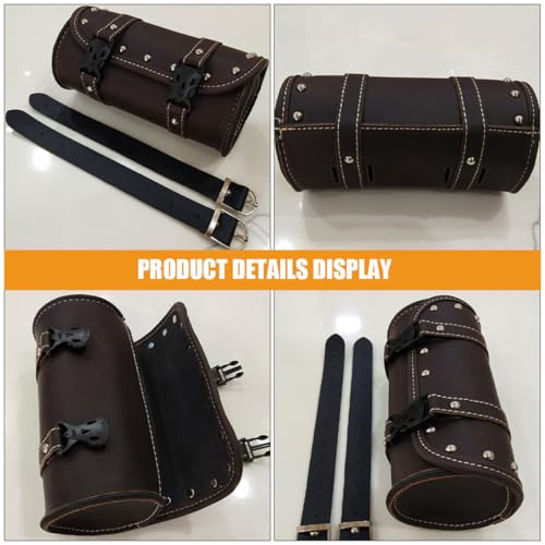 2 piezas Bolsa de Herramientas Lateral para Motocicleta, Bolsa Sillín de Almacenamiento, Marrón Profundo, Accesorios para Motocicleta, Organizador para Viajes y Paseos al Aire Libre miniatura 4