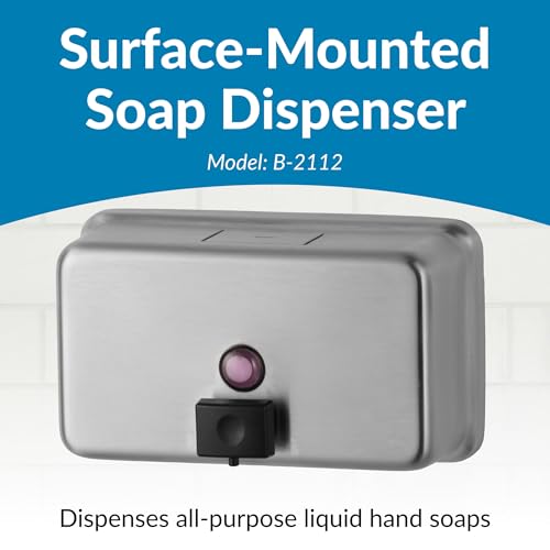 Bobrick B-2112 40 fl oz Capacity, Classic Series Surface-Mounted Horizontal Soap Dispenser