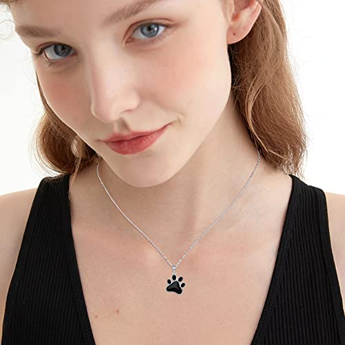 Paw Print Necklace 925 Sterling Silver Cat Dog Animal Pendant Necklace Dog Memorial Jewelry Gifts For Women Girls #TOP2