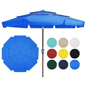 Jearey 3 tiers 10 ft patio umbrellas outdoor large market umbrella with tilt push button crank 8 sturdy ribs uv protection waterproofroyal blue  urban country home decor