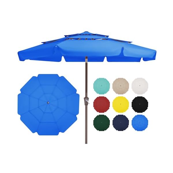 Jearey 3 tiers 10 ft patio umbrellas outdoor large market umbrella with tilt push button crank 8 sturdy ribs uv protection waterproofroyal blue  urban country home decor
