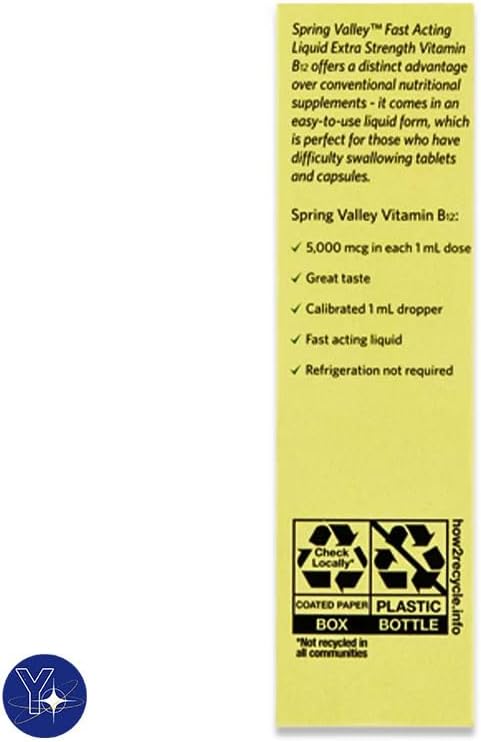 Miniatura 9 de Vitamina B12 líquida, 5000mcg, suplemento de metabolismo, baya, 2 fl oz Spring Valley y marcador de regalo de YOLOMOLO
