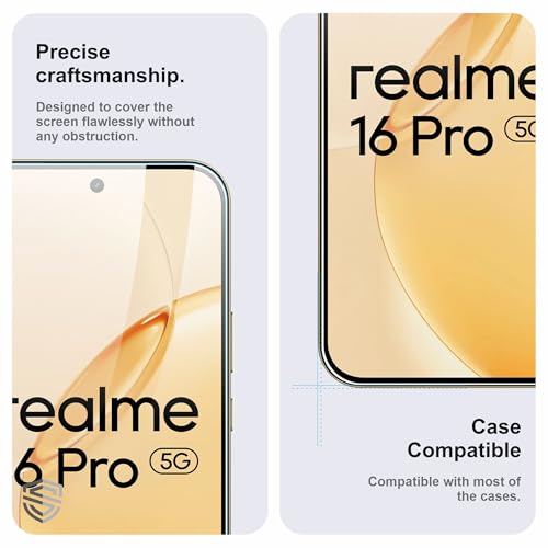 Image of Military-Grade Gorilla Tempered Glass For Realme 16 Pro (6.78 Inch) With Installation Kit | Edge to Edge Coverage | Black