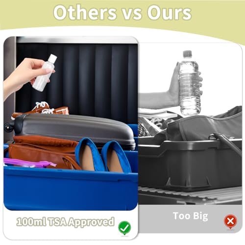 8Stks Flugreisen Plastikflaschen, 100ml Leere Reisebehälter, Mehrweg Kleine Shampooflaschen, Durchsichtige Kosmetikflaschen mit Disc Verschluss 2 Trichtern und 12 Etiketten Lotion Duschgel Geschäftsre