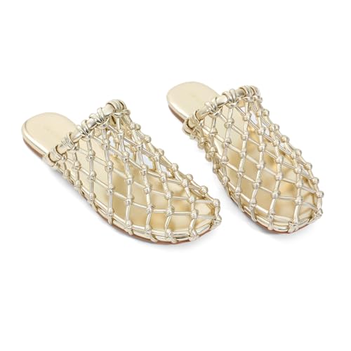 Mesh Slide Sandal Flats for Women Ballerina Hand-weaving flats Slip On Open Weave Mary Jane Shoes for Casual Summer Beach3