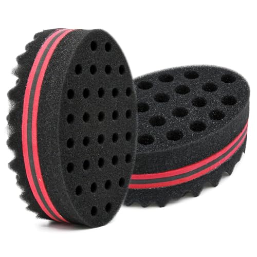 Hair Sponge Brush Afro Curl Sponge Brush for Curls Dread Coils Hair Twist Wave Sponges Curling Brushes Small & Big Holes 2 Pcs