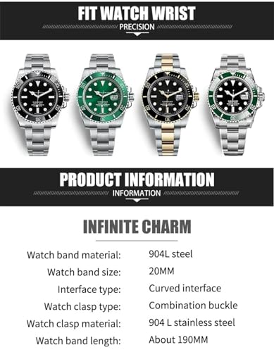 Bracelet montre acier 20mm compatible Rolex Hulk Daytona SUB