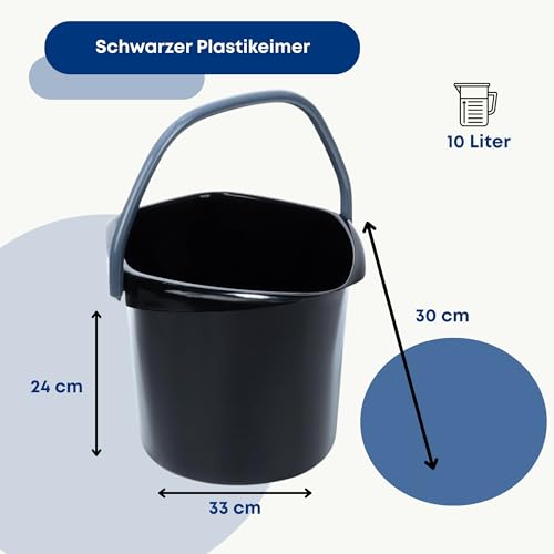 Eimer Putzeimer Kunststoff-Eimer Plastikeimer schwarz 10 L