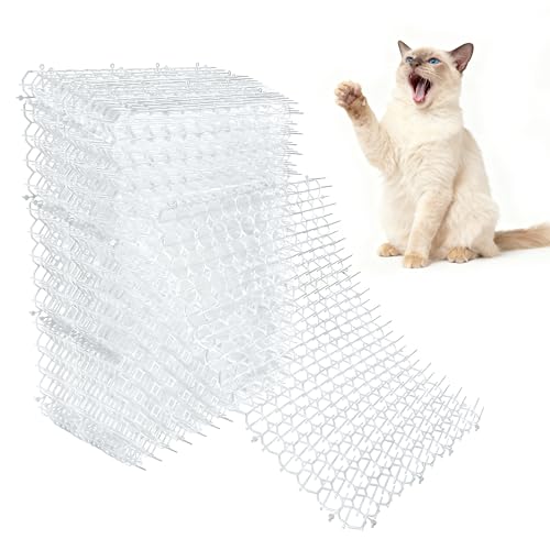 OCEANPAX Clear Cat Scat Mat 16 x 13 Inch, 16 Pack Transparent Cat Deterrent Mats with 1 Inch Spikes, Large Coverage Indoor Outdoor Pet Training Mats to Protect Furniture, Counters, Garden & Yard