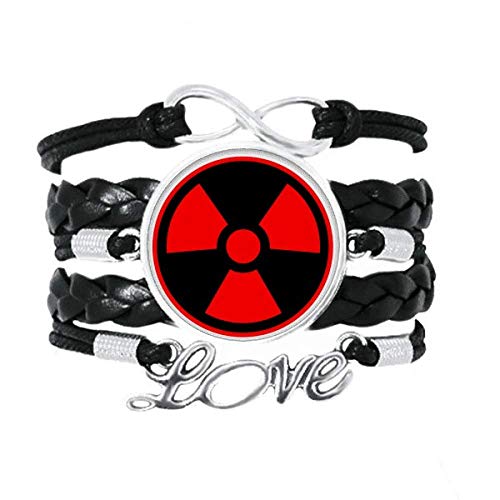 Bracelet à tricoter cuir rouge et insigne toxique pour style urbain quotidien