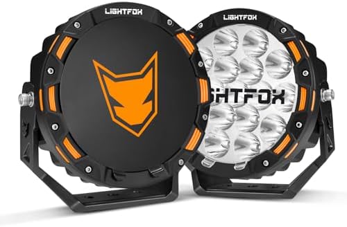 LIGHTFOX 2 PCs 7 Inch LED Spot Light Round, Spot Beam 13226LM, Driving Light Angle Adjustable with DT Connectors, IP68 Waterproof, Compatible with Offroad Jeep Wrangler Truck Pickup SUV