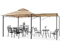 MASTERCANOPY 11 x 11 Patio Gazebo with Extra Side Awning Outdoor Gazebo for for Backyard Garden Lawn,Beige