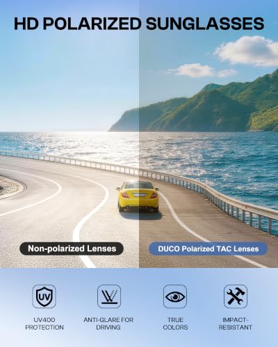 Image of DUCO Polarized Fit Over Sunglasses for Men and Women UV400 Protection Retro Square Wrap Around Shades for Driving Riding 8986