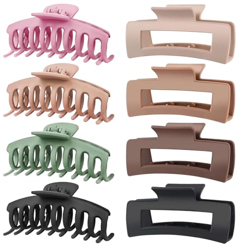 Image of ANNA CREATIONS Korean Fashion Matte Hair Claw Clips Strong Hold Clutcher for Thick & Thin Hair Accessories Clutches for Women & Girls Pack of 8