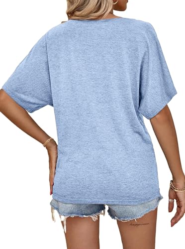 Image of Hilinker Womens Sexy Off The Shoulder Tops Short Batwing Sleeve T Shirt Oversized Casual Tee
