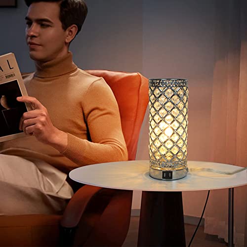 Touch Control Crystal Table Lamp With Dual Usb Ports, 3-Way Dimmable Gold Lamp, Usb Bedside Light With Crystal Shade, Girls Lamp For Bedroom, Modern Nightstand Lamps For Bedroom Living Room #TOP3