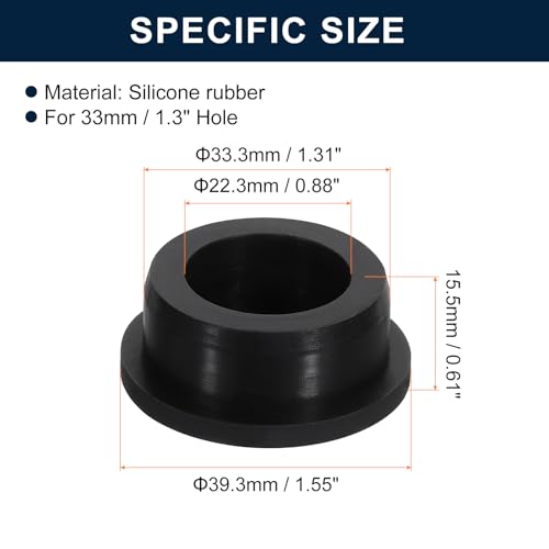 Image of uxcell 4 Pcs Black Plug Holes, Waterproof Rubber Button Plug for 33mm / 1.3 inch Hole