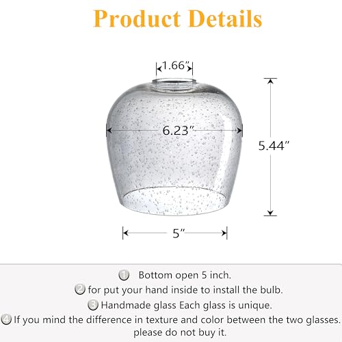 Image of 3 Pack 6.3 Inch Seeded Grey Replacement Glass Lamp Shade Pendant Ceiling Chandelier Wall Sconce Light