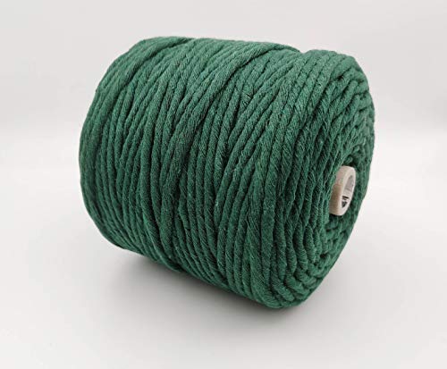 BOBBINY | Single Strand Cotton Macrame Cord Thread Rope for Crafts, Macrame DIY and Other Projects | Army Green | 4mm, 10 Meter