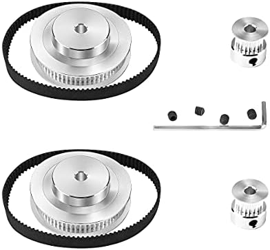 Imdinnogo BCZAMD 2Kit GT2 Synchronous Pulley Wheel 20&60 Teeth 5mm Bore Aluminum Timing Pulley Belt Closed Timing Belt Length 7.87inch Width 6mm for 3D Printer CNC Engraving Machine Parts (60T-5mm-6)