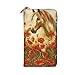 AOLBSPD Graceful Horse and Corn Poppies Hand Held Wallet Leather Long Billfold with Zipper Fashionable ﻿