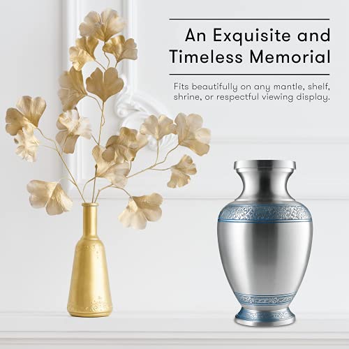 Fedmax Urns for Ashes Adult Male or Female - Funeral and Memorial Cremation Urns for Human Ashes up to 200 lbs with Velvet Bag, Silver