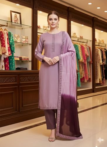 Image of HMP Fashion Womens Bombay Cotton Embroidery Tie Cotton Unstitch dress Material With Chanderi lace bordered Dupatta