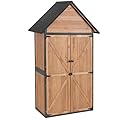 GUTINNEEN Shed Outdoor Storage Upgraded with Durable Metal Frame Garden Shed Tool Storage Cabinet with Wooden Floor Adjustable Shelfs 2.5 x 1.4FT ?Brown?