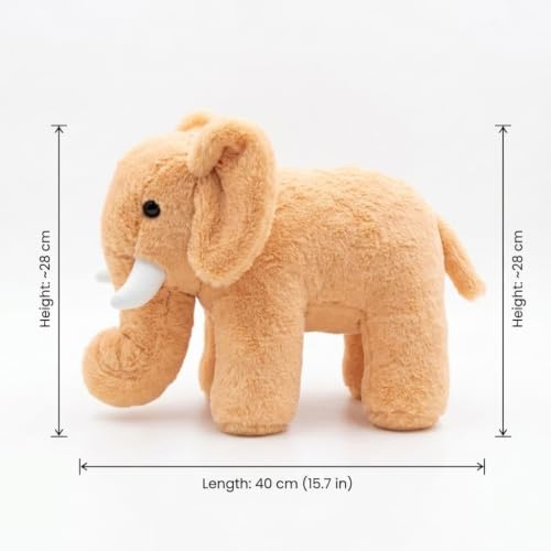 Image of Brown Elephant Plush Soft Toy 30 cm | Ultra Soft Stuffed Elephant Teddy for Kids, Boys, Girls & Adults | Cute Cuddly Animal Plush Toy for Birthday Gift, Baby Shower & Home Decor