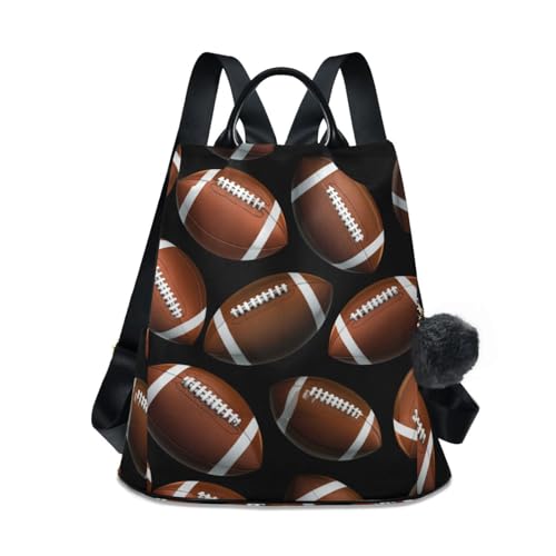 Sac à dos tendance pour femme noir au motif rugby avec design antivol urbain