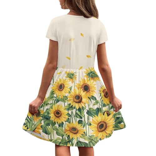 Image of Short Sleeve Dress for Girls with Pockets Cute Toddler Girl Clothes Summer 2-12