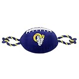 Pets First NFL Los Angeles Rams Football Dog Toy, Tough Quality Nylon Materials, Strong Pull Ropes, Inner Squeaker, NFL Team Color