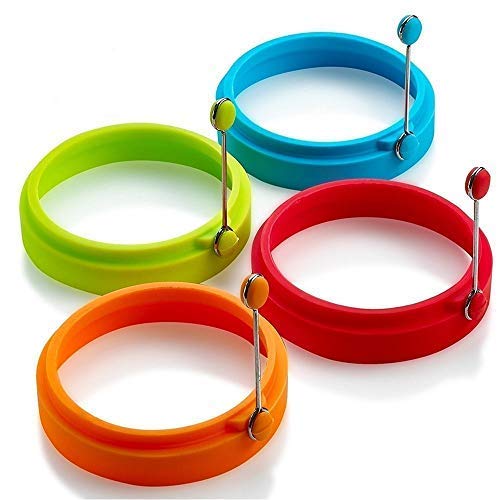 New Silicone Egg Ring, Egg Rings Non Stick, Egg Cooking Rings, Perfect Fried Egg Mold or Pancake Rings (4Pcs)