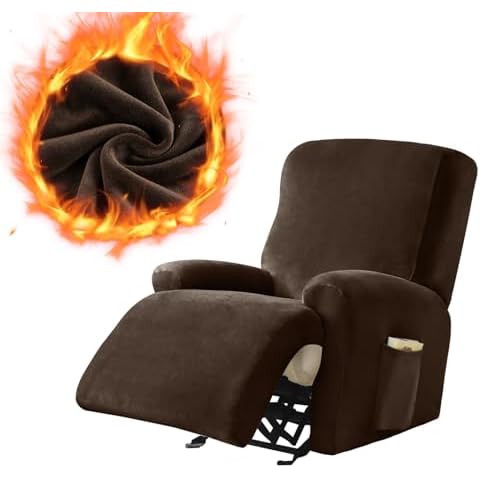 Leorate Velvet Recliner Chair Cover with Pocket Cover