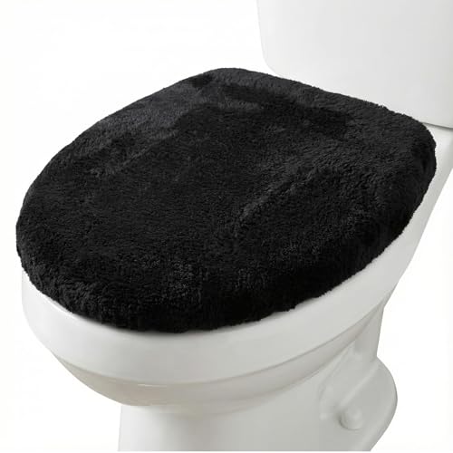 Xinjoduz WC Deckelbezug 38x29 cm Toilettendeckelbezug Weich Toilettendeckel Bezug für Standard-Toilettensitzbezug(Schwarz)