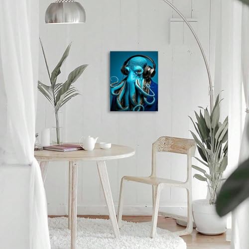 Impression sur toile pieuvre colorée 30x40cm avec cadre déco