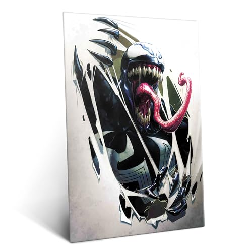 Poster métallique Venom Symbiote Marvel Displate 32x45cm tableau noir mat décoratif
