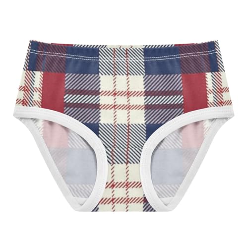 GuoChe 1-piecing Hip Design Panties Briefs Underwear for Kids Red Blue Plaid in Sizes 2T,3T, 4T, 5T, 6Y and 8Y