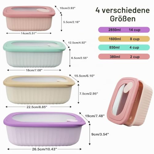 Foto von Frischhaltedosen mit Deckel Kunststoff 4er BPA-frei Vorratsdosen Set